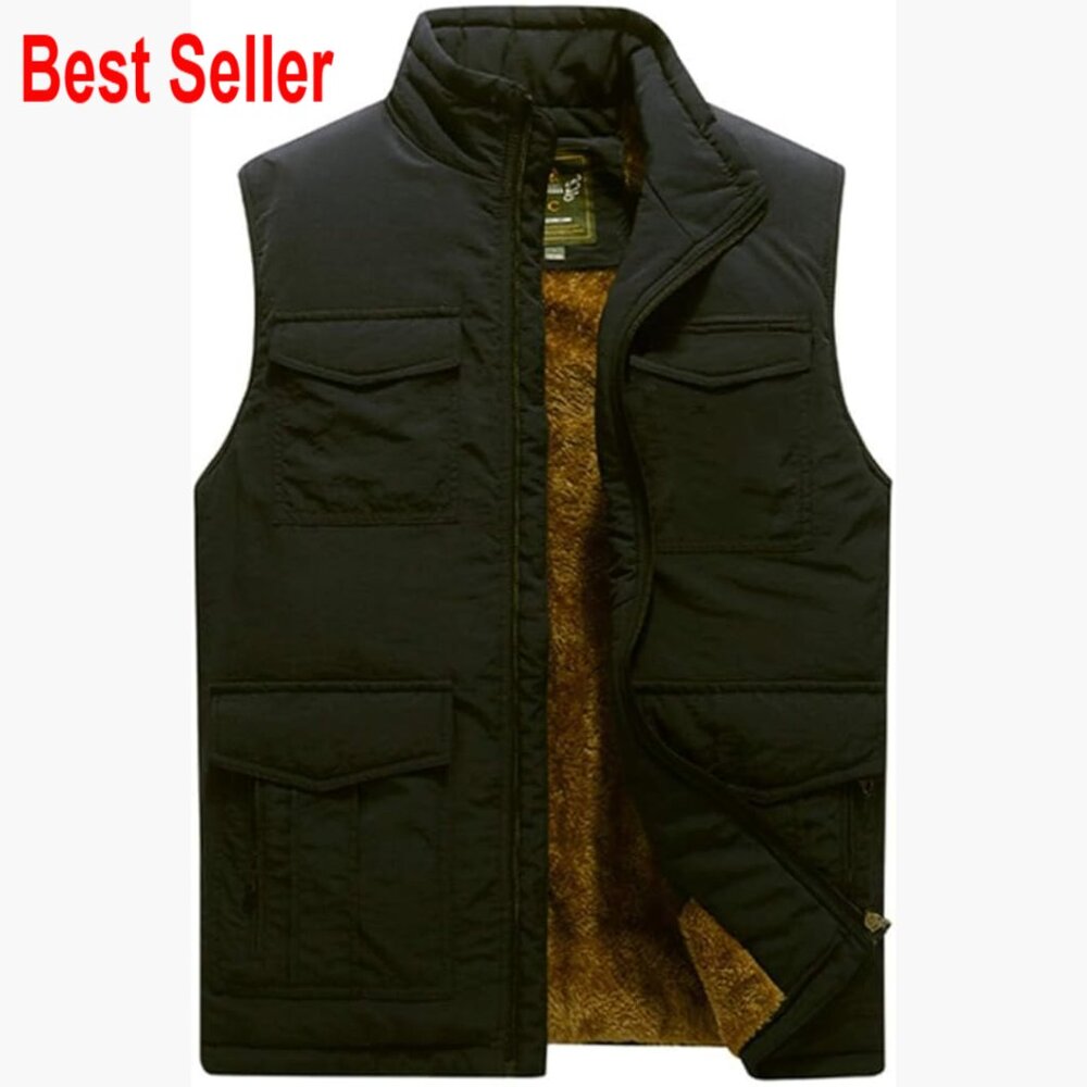 Men's Polyester Puffer Vest With Sherpa Fleece Lining
